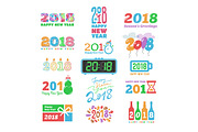 2018 New Year calendar Christmass text Holiday calendar print colored design newborn party illustration