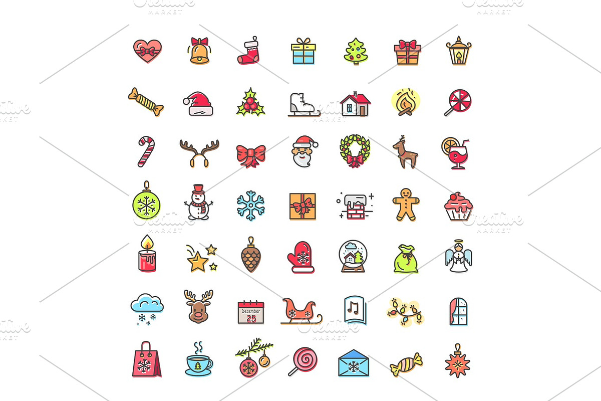 Small Christmas Icons Set on Vector Illustration in Objects - product preview 8