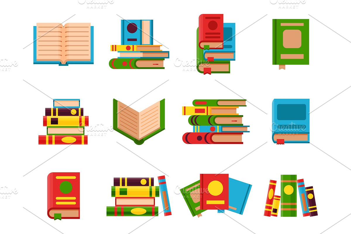 Colorful book vector illustration learn literature study opened and closed education knowledge document textbook in Objects - product preview 8