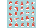 Christmas Santa Claus hat vector noel isolated illustration New Year Christians Xmas party design decoration hats