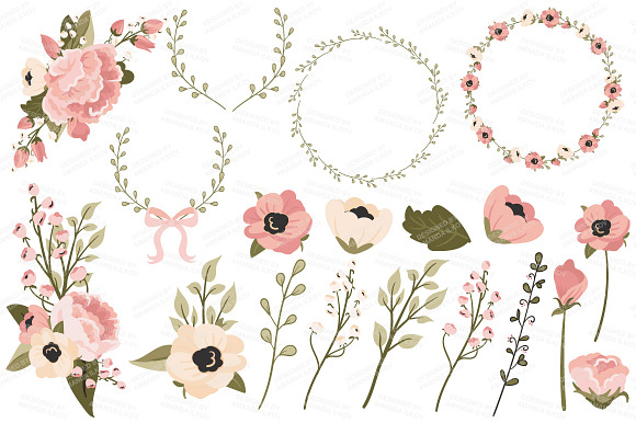 Navy & Blush Floral Bicycle & Extras in Illustrations - product preview 3