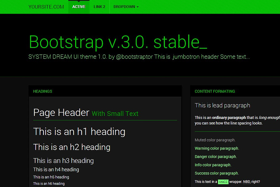 Bootstrap 3.0. Sys-dream theme in Bootstrap Themes - product preview 8