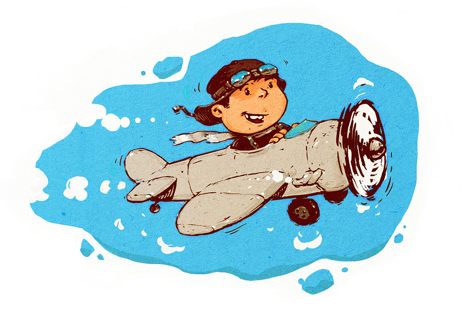 Little boy is flying. in Illustrations - product preview 8