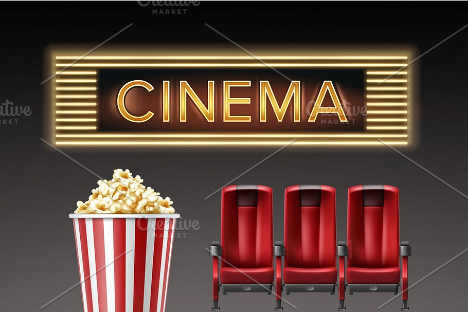 Different movie theater stuff in Illustrations - product preview 8