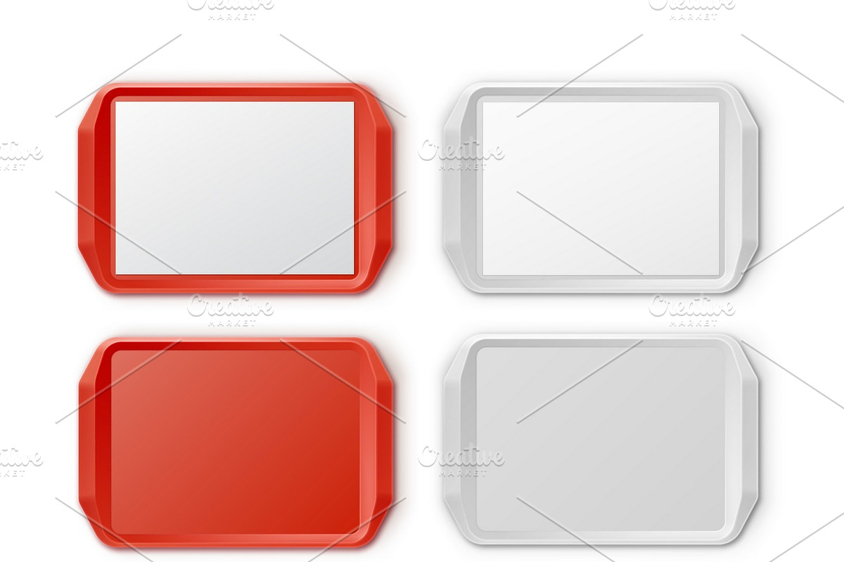 Set of plastic trays in Illustrations - product preview 8