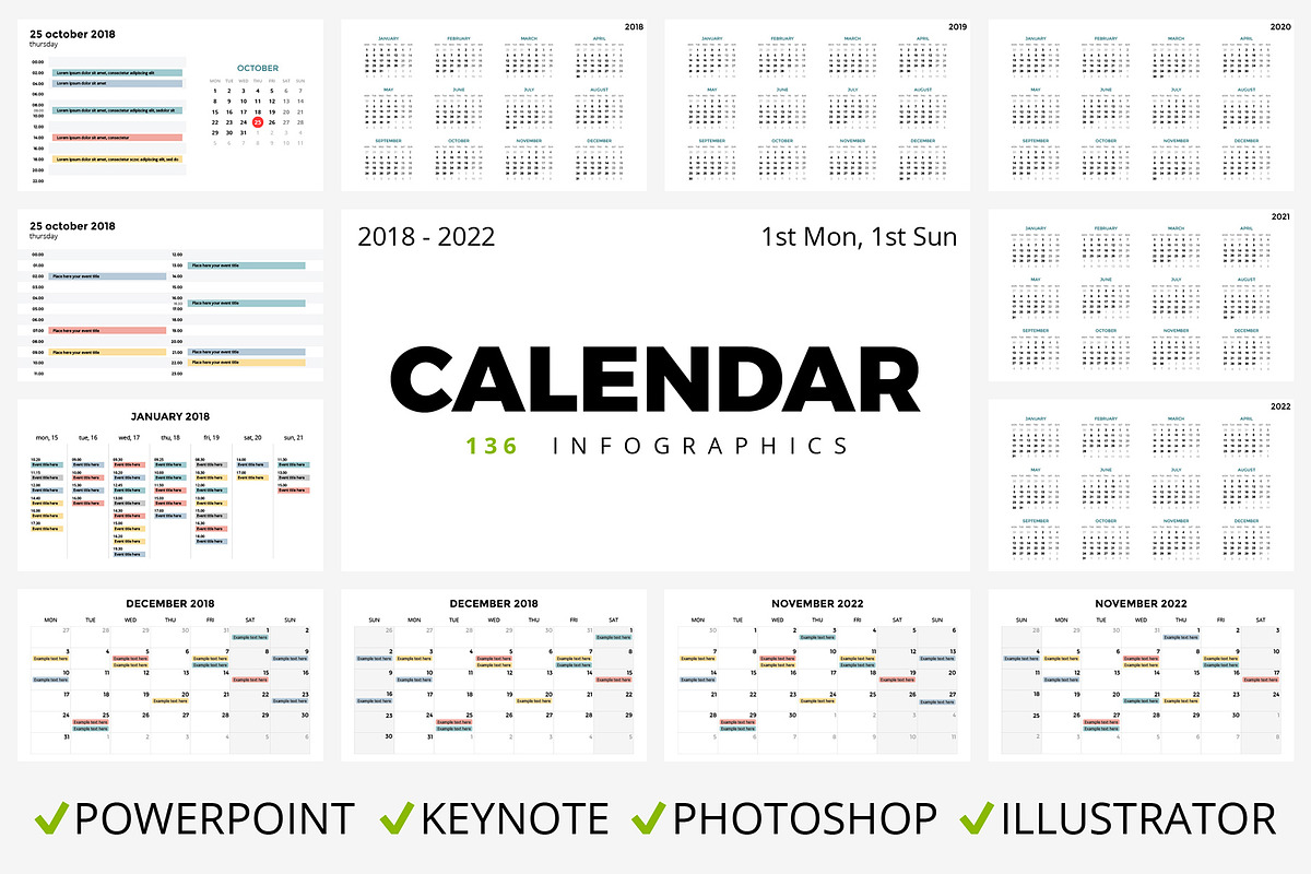 CALENDAR. 136 slides. 2018 - 2022. in Keynote Templates - product preview 8