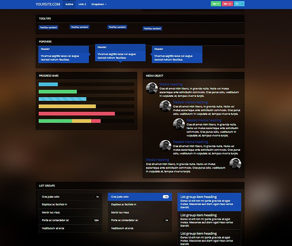 Bootstrap 3.0. Glossy blue theme in Bootstrap Themes - product preview 3