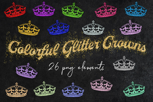 Sparkly Glittery Crowns Clipart