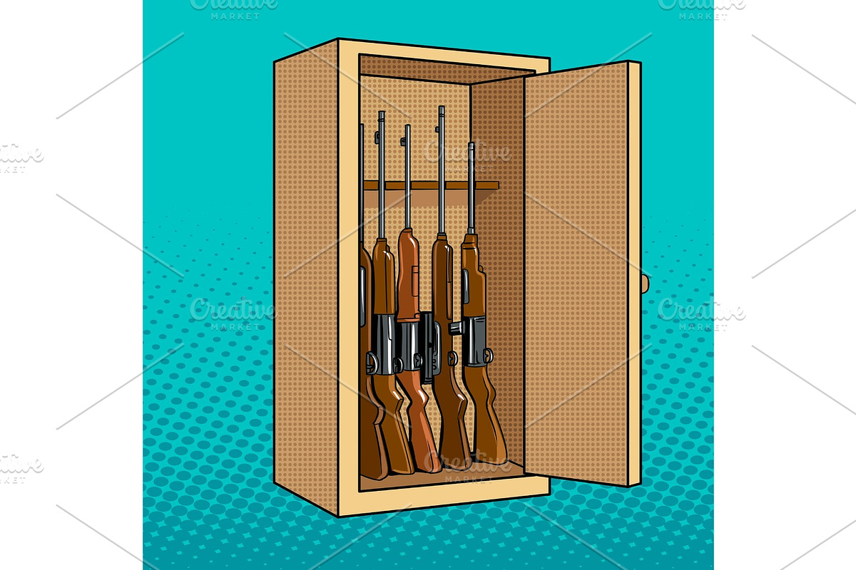 Cabinet with guns pop art vector illustration in Illustrations - product preview 8