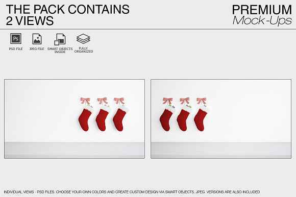 Christmas Wall and Frames Mockup Set in Product Mockups - product preview 1