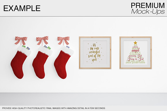 Christmas Wall and Frames Mockup Set in Product Mockups - product preview 10