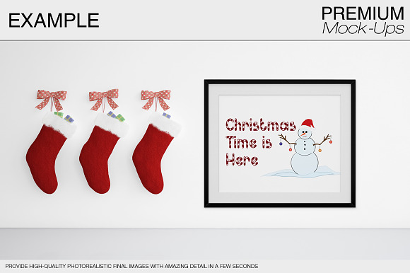 Christmas Wall and Frames Mockup Set in Product Mockups - product preview 11