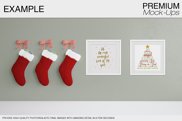Christmas Wall and Frames Mockup Set in Product Mockups - product preview 14