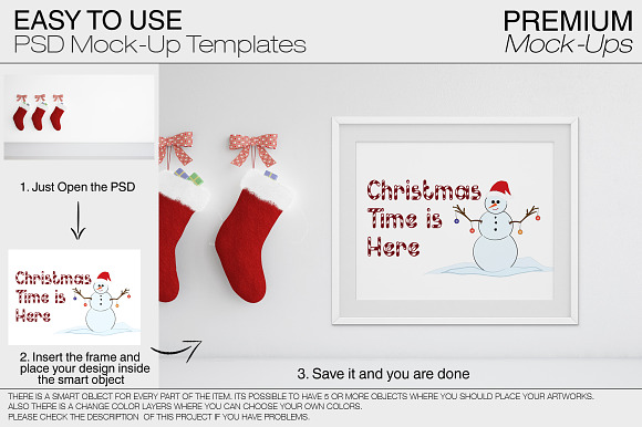 Christmas Wall and Frames Mockup Set in Product Mockups - product preview 16