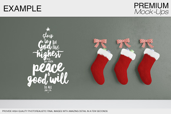 Christmas Wall and Frames Mockup Set in Product Mockups - product preview 17