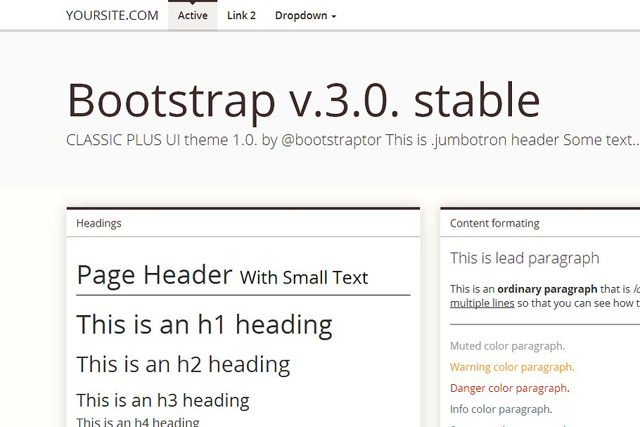 Bootstrap 3.0. mnml brown theme in Bootstrap Themes - product preview 8