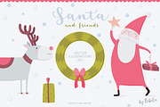 Santa and Friends Vector Set