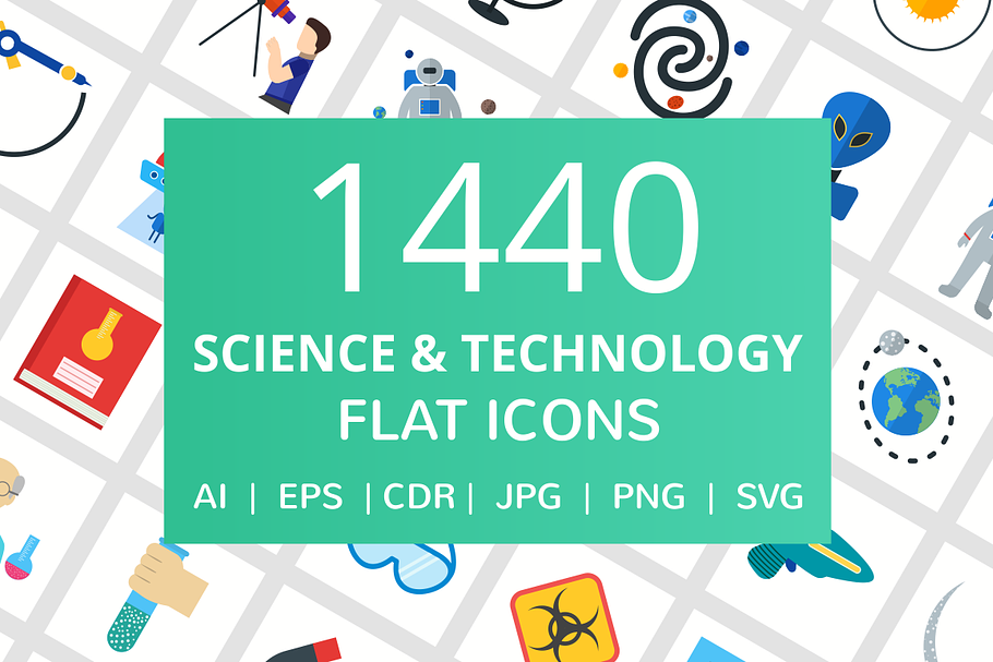 1440 Science & Technology Flat Icons in Graphics - product preview 8