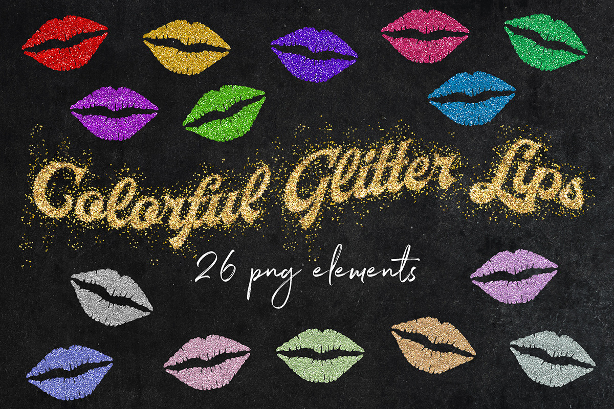 Sparkly Glitter Lips Clipart in Graphics - product preview 8
