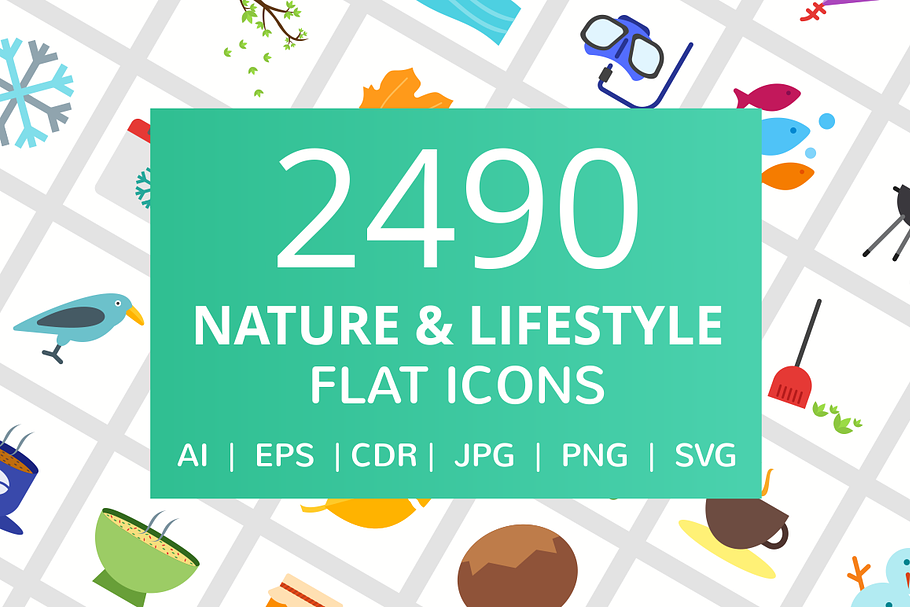 2490 Nature & Lifestyle Flat Icons