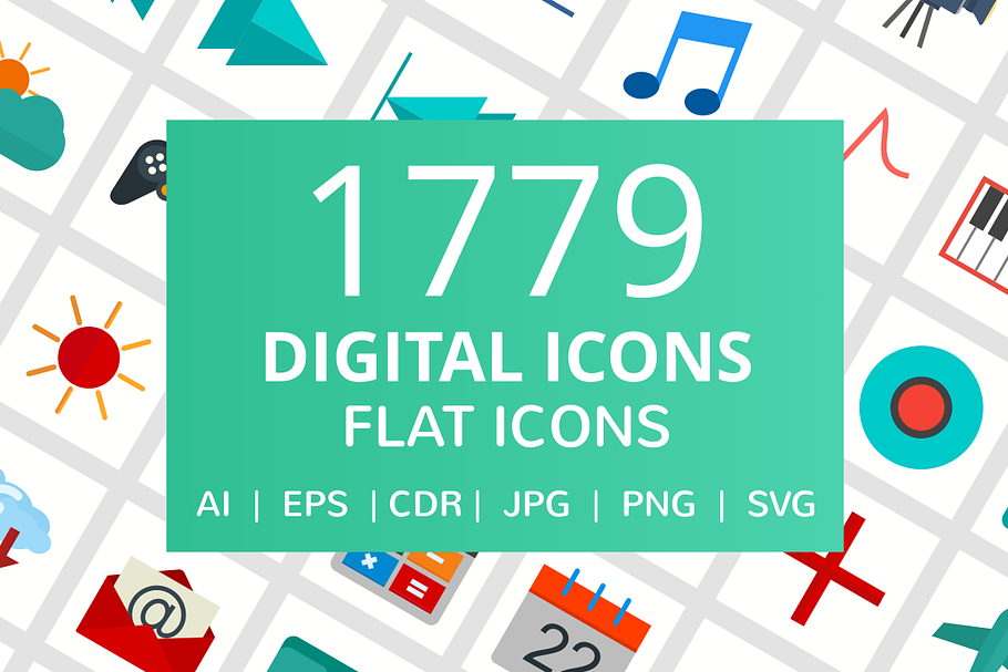 1779 Digital Flat Icons in Graphics - product preview 8