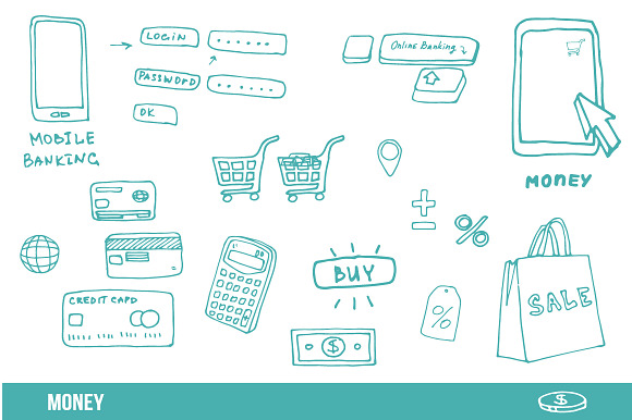 Money hand drawn icons doodle set in Illustrations - product preview 2