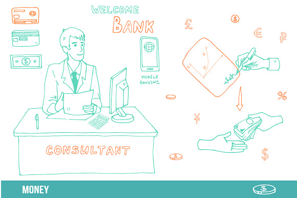 Money hand drawn icons doodle set in Illustrations - product preview 3