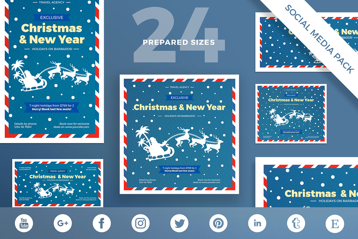 Social Media Pack | Christmas Travel in Social Media Templates - product preview 8