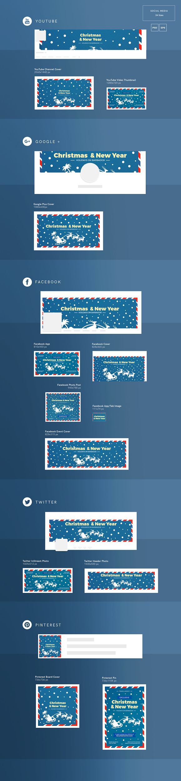 Social Media Pack | Christmas Travel in Social Media Templates - product preview 1