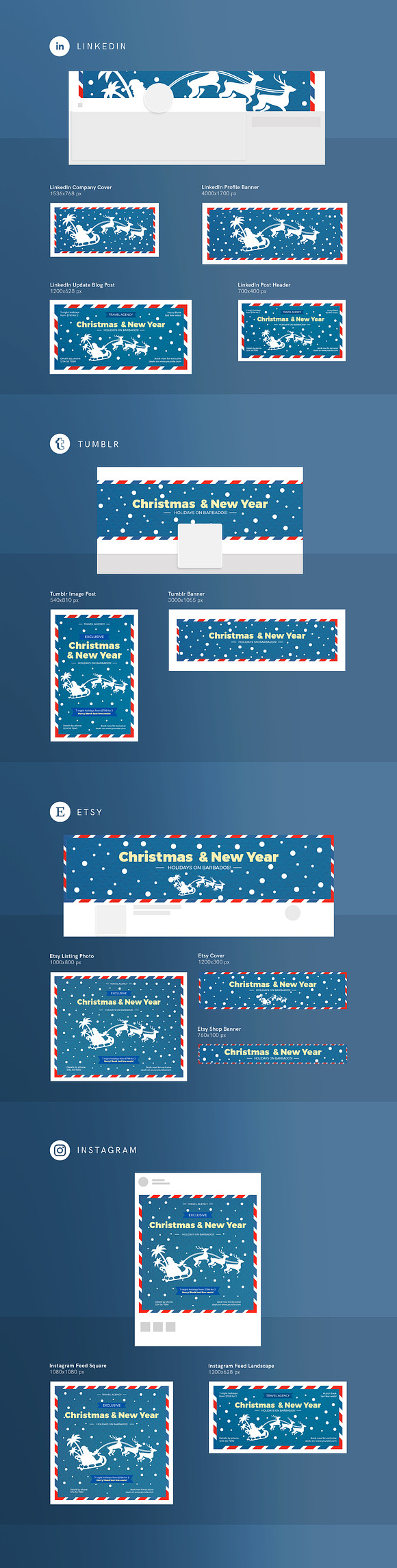 Social Media Pack | Christmas Travel in Social Media Templates - product preview 2