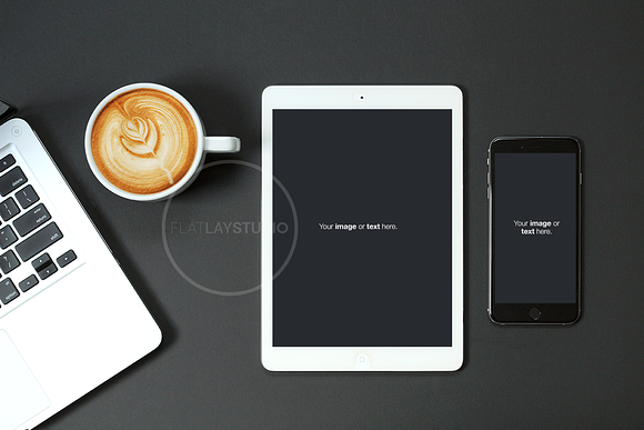 FLAT LAY - IPAD IPHONE MOCKUP #1 in Mobile & Web Mockups - product preview 1