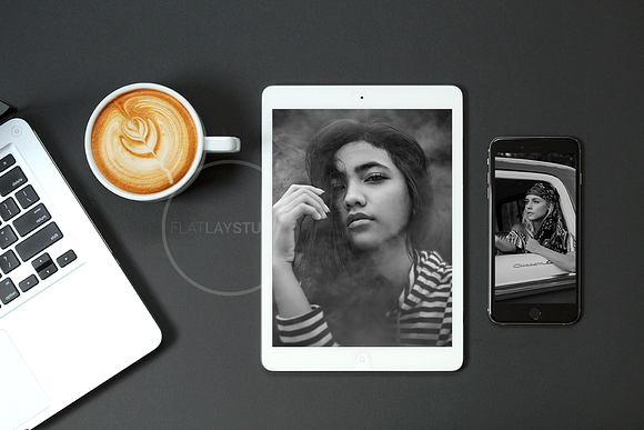 FLAT LAY - IPAD IPHONE MOCKUP #1 in Mobile & Web Mockups - product preview 2
