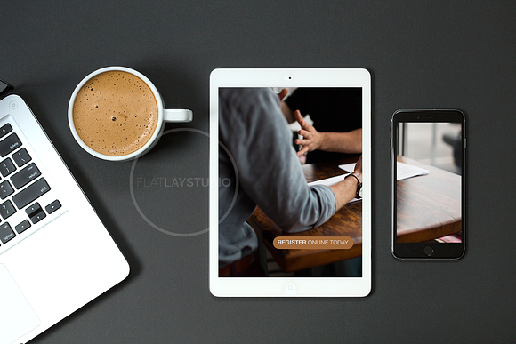 FLAT LAY - IPAD IPHONE MOCKUP #1 in Mobile & Web Mockups - product preview 4