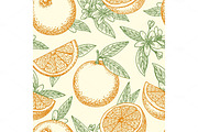 Orange fruit and flowers pattern