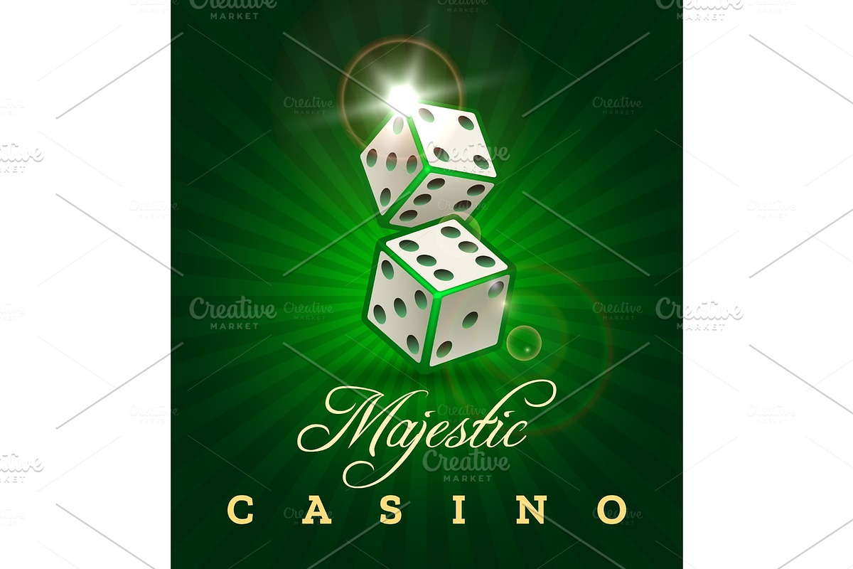 Gambling dice casino poster on green in Illustrations - product preview 8