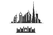 Dubai City Skyline Silhouette