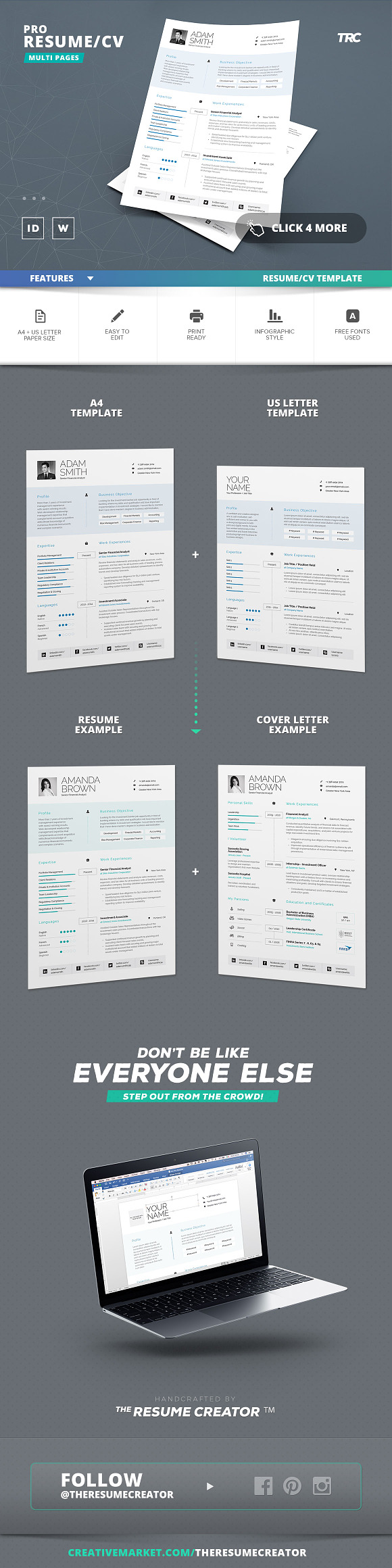 Pro Resume/Cv Template in Resume Templates - product preview 1