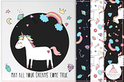 Cute Unicorn Graphic and Pattern Set