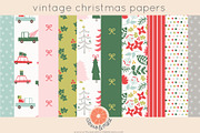 vintage christmas digital paper pack