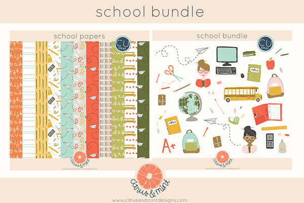 school clip art and digital papers