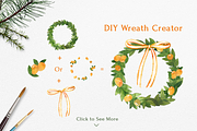 Holiday Wreath Watercolor Clipart
