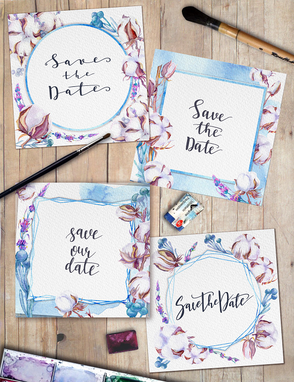 Lavender and cotton watercolor set in Illustrations - product preview 3