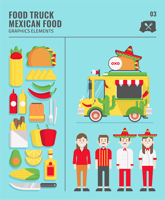 FOOD TRUCK GRAPHIC ELEMENTS MEGA SET in Illustrations - product preview 1