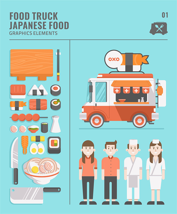 FOOD TRUCK GRAPHIC ELEMENTS MEGA SET in Illustrations - product preview 2
