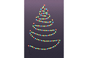 Christmas Abstract Tree Made of Garland with Lamps