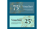 Voucher on 25 -75$ Set of Posters Gold Tags Label