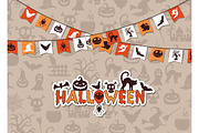 Vector halloween background with garlands