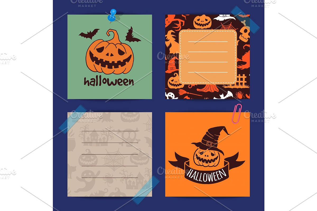 Vector halloween notes set template in Graphics - product preview 8