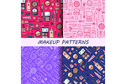Vector hand drawn makeup patterns set