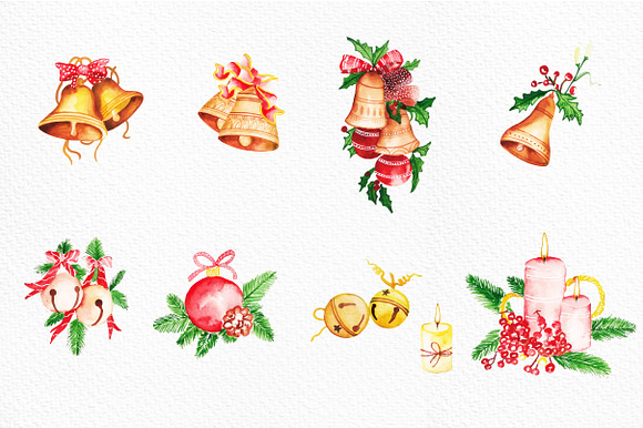 Watercolor christmas elements in Illustrations - product preview 4